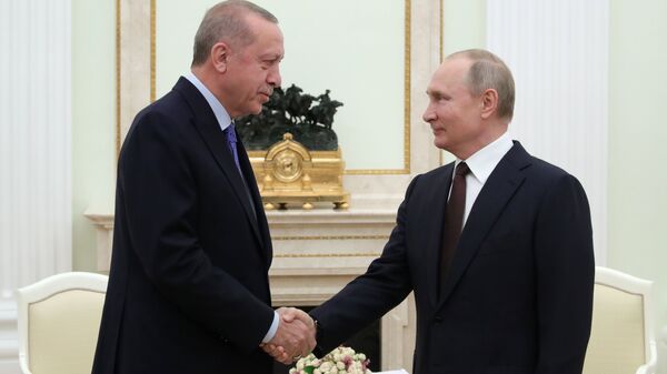 Президент Турции Реджеп Тайип Эрдоган и президент РФ Владимир Путин, 5 марта 2020 - اسپوتنیک افغانستان  