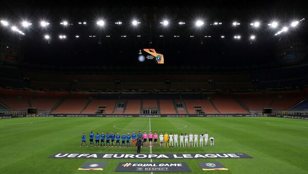 Пустые трибуны перед футбольным матчем между Интер Милан - Лудогорец, Италия - اسپوتنیک افغانستان  