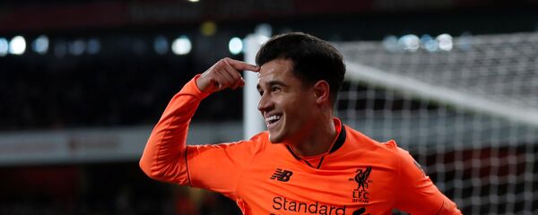 Soccer Football - Premier League - Arsenal vs Liverpool - Emirates Stadium, London, Britain - December 22, 2017 Liverpool's Philippe Coutinho celebrates scoring their first goal Soccer Football - Premier League - Arsenal vs Liverpool - Emirates Stadium, London, Britain - December 22, 2017 Liverpool's Philippe Coutinho celebrates scoring their first goal - اسپوتنیک افغانستان