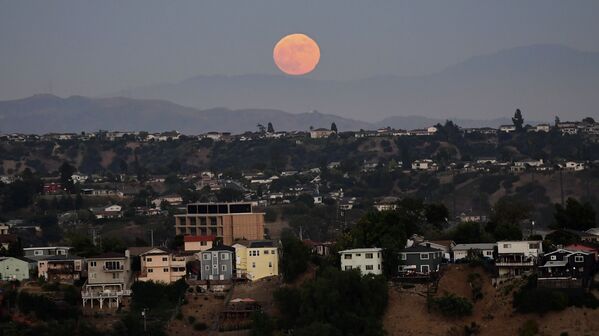 قرص کامل ماه سرخرنگ در آسمان لس‌آنجلس . - اسپوتنیک افغانستان  