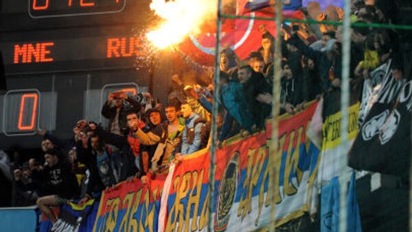Российские болельщики на матче отборочного турнира чемпионата Европы 2016 между сборными Черногории и России - اسپوتنیک افغانستان  