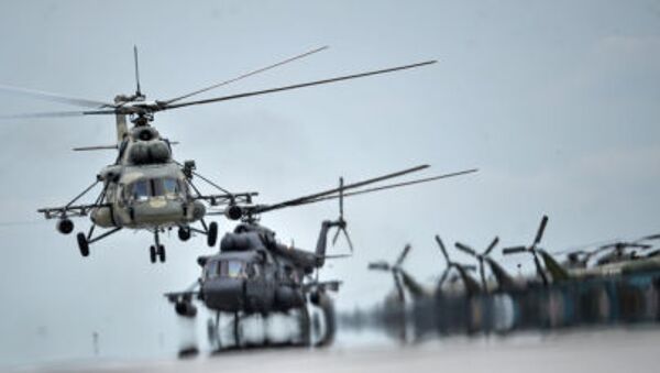 Вертолеты Ми-8 на всероссийском этапе международного конкурса Авиадартс-2015 - اسپوتنیک افغانستان  
