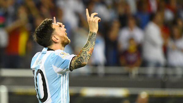 Messi celebra un gol. Copa America Centenario, 10 de junio de 2016. - اسپوتنیک افغانستان  