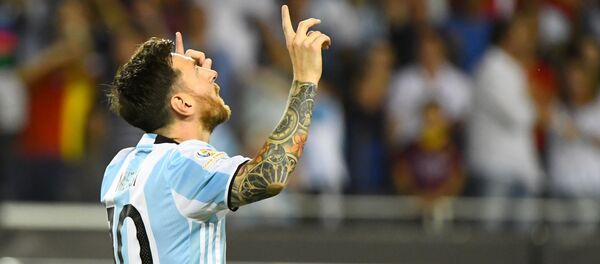 Messi celebra un gol. Copa America Centenario, 10 de junio de 2016. - اسپوتنیک افغانستان  
