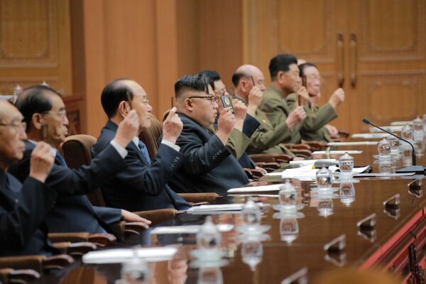 رهبر کوریای شمالی کیم جونگ اون در 4 مین جلسه مجمع عالی اسامبله خلق در پیونگ یانگ - اسپوتنیک افغانستان  