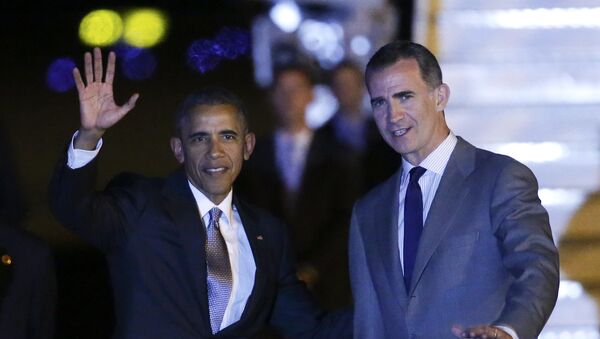 Barack Obama, presidente de Estados Unidos, y Felipe VI, rey de España - اسپوتنیک افغانستان  