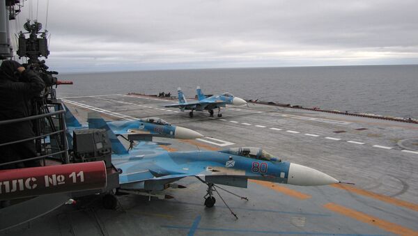 گروه ضربتی ناوگان هواپیمابر روسیه وارد دریای مدیترانه شد - اسپوتنیک افغانستان  