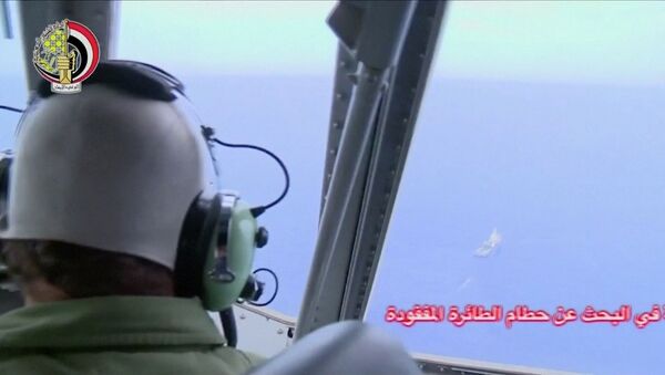 A pilot looks out of the cockpit during a search operation by Egyptian air and navy forces for the EgyptAir plane that disappeared in the Mediterranean Sea, in this still image taken from video May 20, 2016. - اسپوتنیک افغانستان  