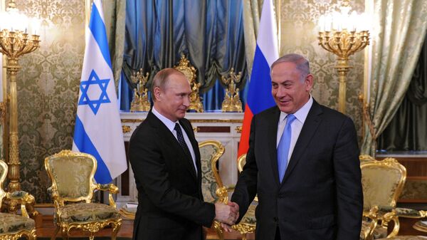 Президент РФ Владимир Путин и премьер-министр Израиля Биньямин Нетаньяху во время встречи в Кремле - اسپوتنیک افغانستان  
