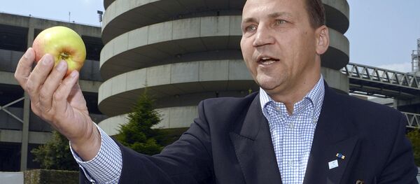 Министр иностранных дел Польши Радослав Сикорский c польским яблоком Министр иностранных дел Польши Радослав Сикорский c польским яблоком - اسپوتنیک افغانستان