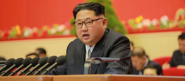 Лидер КНДР Ким Чен Ын во время съезда правящей партии в Пхеньяне Лидер КНДР Ким Чен Ын во время съезда правящей партии в Пхеньяне - اسپوتنیک افغانستان