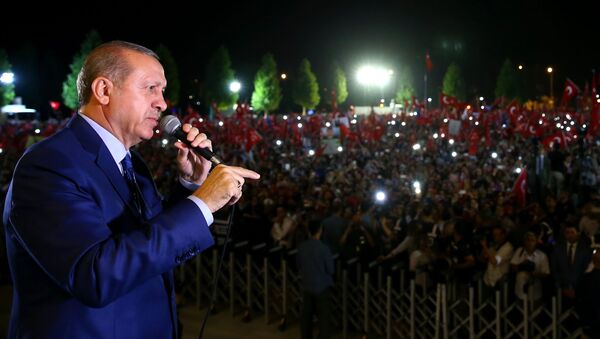 Президент Турции Реджеп Тайип Эрдоган на митинге в Анкаре - اسپوتنیک افغانستان  