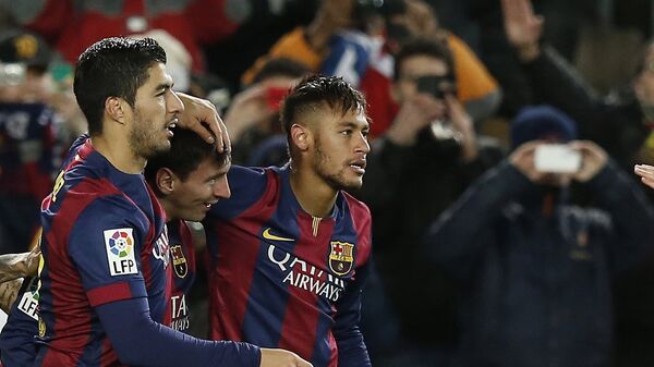 Lionel Messi, Luís Suárez (E) e Neymar (D) - اسپوتنیک افغانستان  
