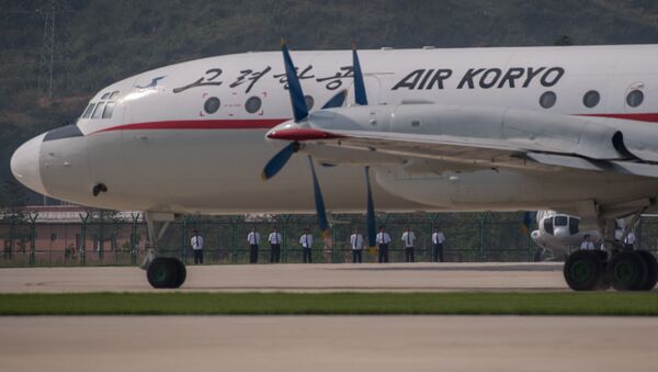 Самолет Ильюшин Ил-18 северокорейской авиакомпании Air Koryo на первом в истории Северной Кореи авиашоу в городе Вонсан - اسپوتنیک افغانستان  