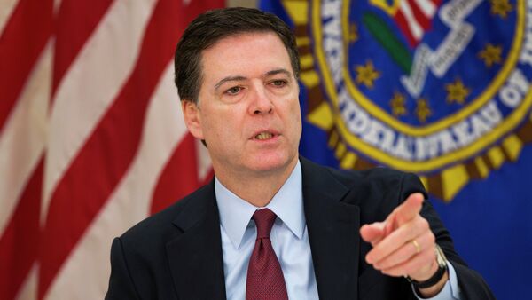 FBI director James Comey gestures during a news conference at FBI headquarters in Washington, Wednesday, March 25, 2015 - اسپوتنیک افغانستان  